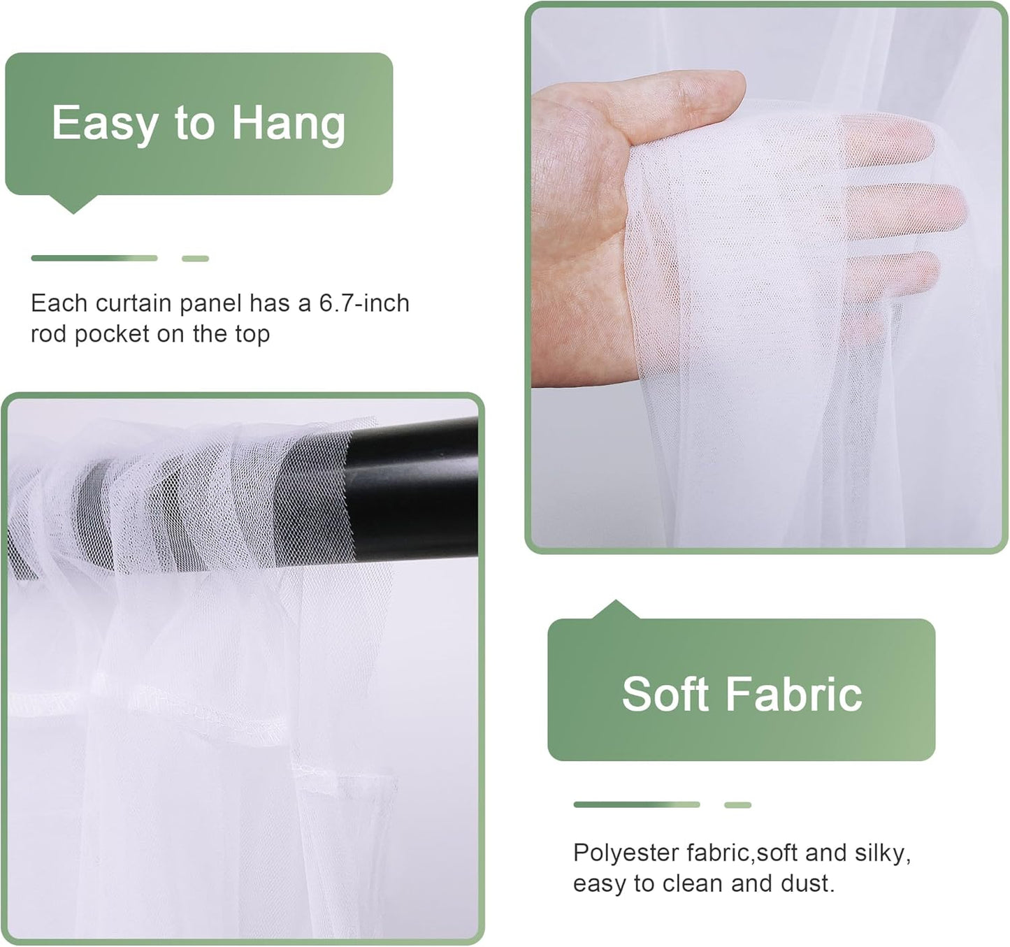 Tulle Backdrop Curtain with Lights String 20 X 10FT White Sheer Tulle Backdrop Curtains for Wedding Birthday Party Reception Photo Booth Background Decorations (4 Panels 5x10FT)