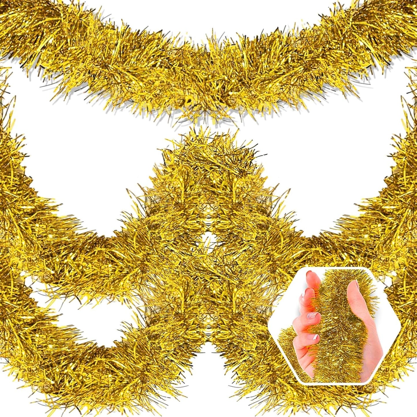 50 Feet Christmas Foil Fringe Banner Metallic Tassle Garland Metallic Backdrop Parade Floats Shiny Hanging Ceiling, Valentine's, Wedding, New Year Party Decorations(2" x 50', Gold)