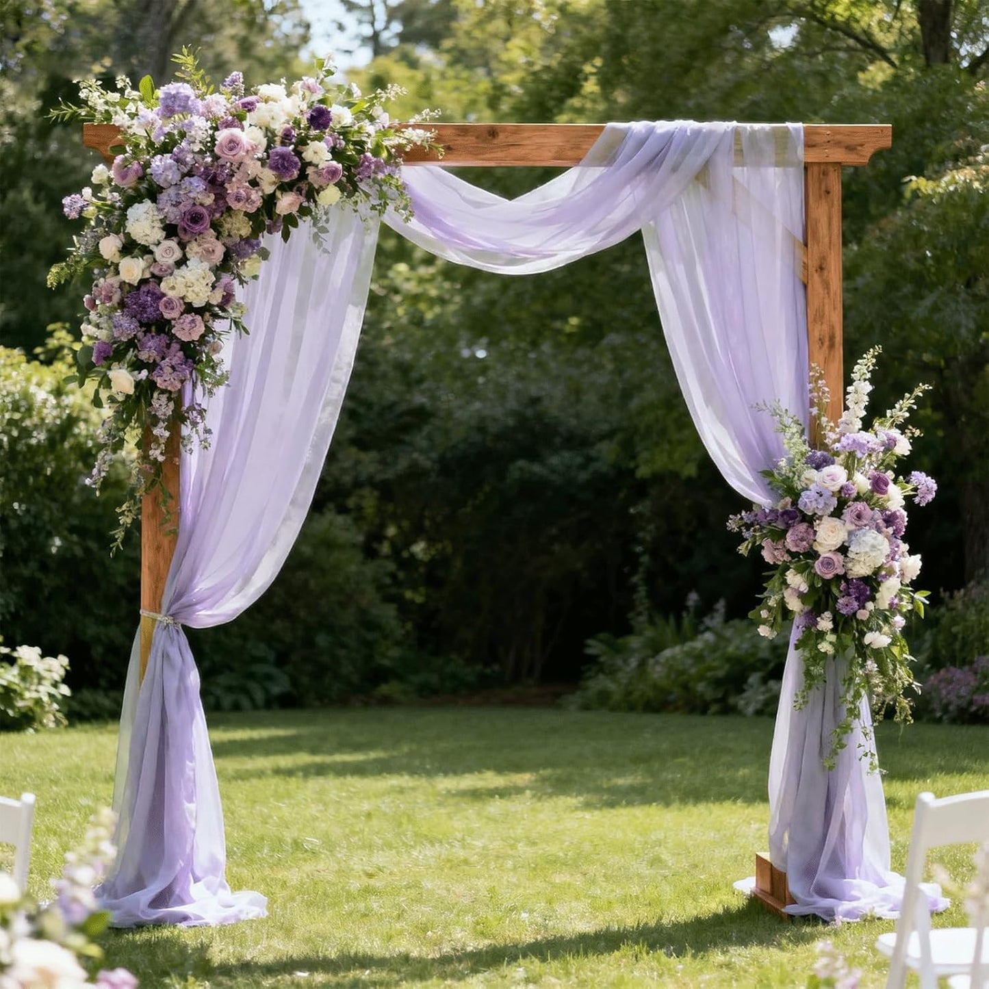 Wedding Arch Draping Fabric 29" x 18 FT Lavender Sheer Chiffon Outdoor Curtain Drapes for Wedding Birthday Party Ceremony Decor(1 Panel, Lavender)