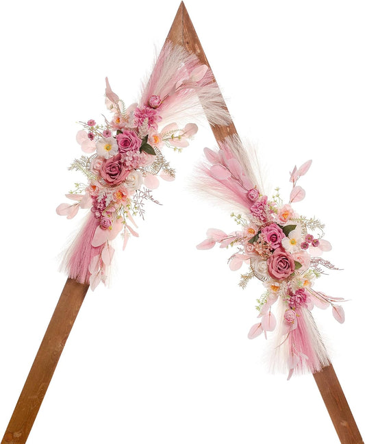 Wedding Arch Flowers, Artificial Flowers for Decoration, Large Flower Swag for Boho Styles Wedding Ceremony Floral Decor - Pack of 2