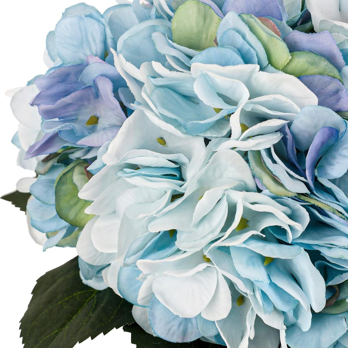 N&T NIETING Artificial Hydrangea Flowers with Vase Blue Silk Fake Flowers Faux Hydrangea Flowers with Faux Water Riverstones for Home Office Table Room Wedding Centerpiece Decorations