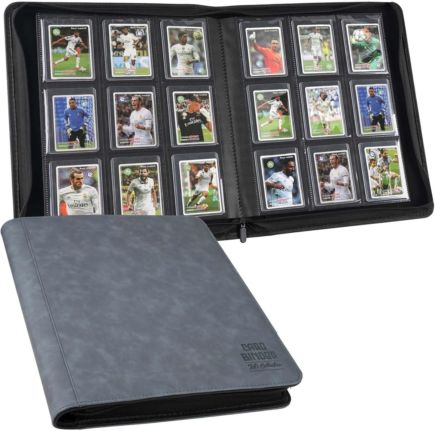 Toploader Binder with 9-Pocket Pages, Holds 288 "3×4" Rigid Toploader Hard Cases, Card Holder for Collectible Cards or Sports Cards, Durable Sleeves for Storage & Display (Blue)