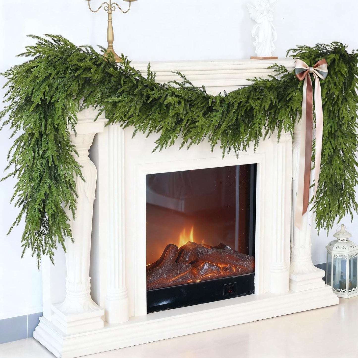 5FT Christmas Artificial Norfolk Pine Garland for Fireplace - Realistic Faux Greenery Fake Garland for Holiday,Table, Window,Mantel,Stairs, Home,Indoor Outdoor Decor (1PCS)