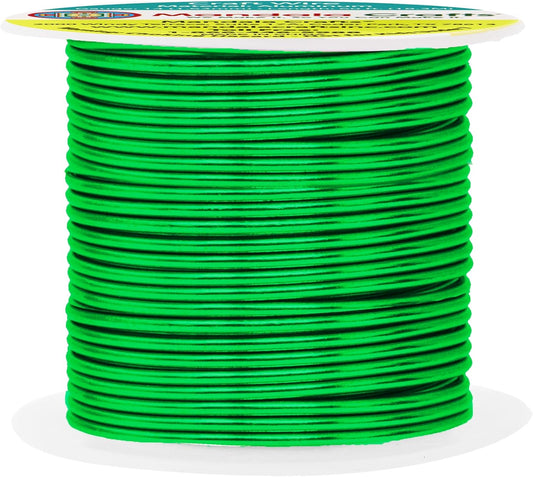 Mandala Crafts 14 Gauge Anodized Aluminum Craft Wire for Jewelry Making - 60 FT Colored Flexible Kelly Green Wire - Bendable for Bonsai Armature Crafting Sculpting