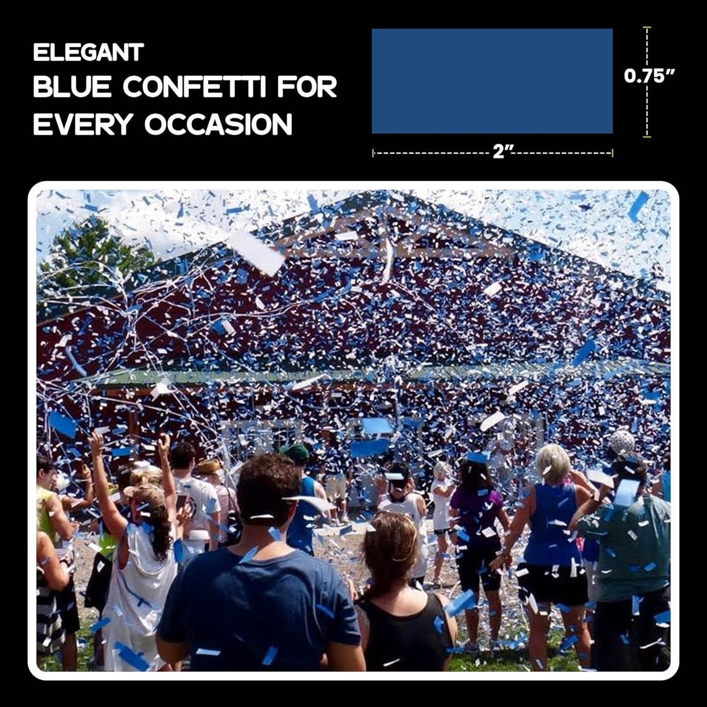 Dark Blue Biodegradable Confetti - Rectangular Flame-Resistant Tissue Paper Confetti for Cannon and Launcher use – Best for Gender Reveal, Parties, and Concerts - 20 lb, 320 oz