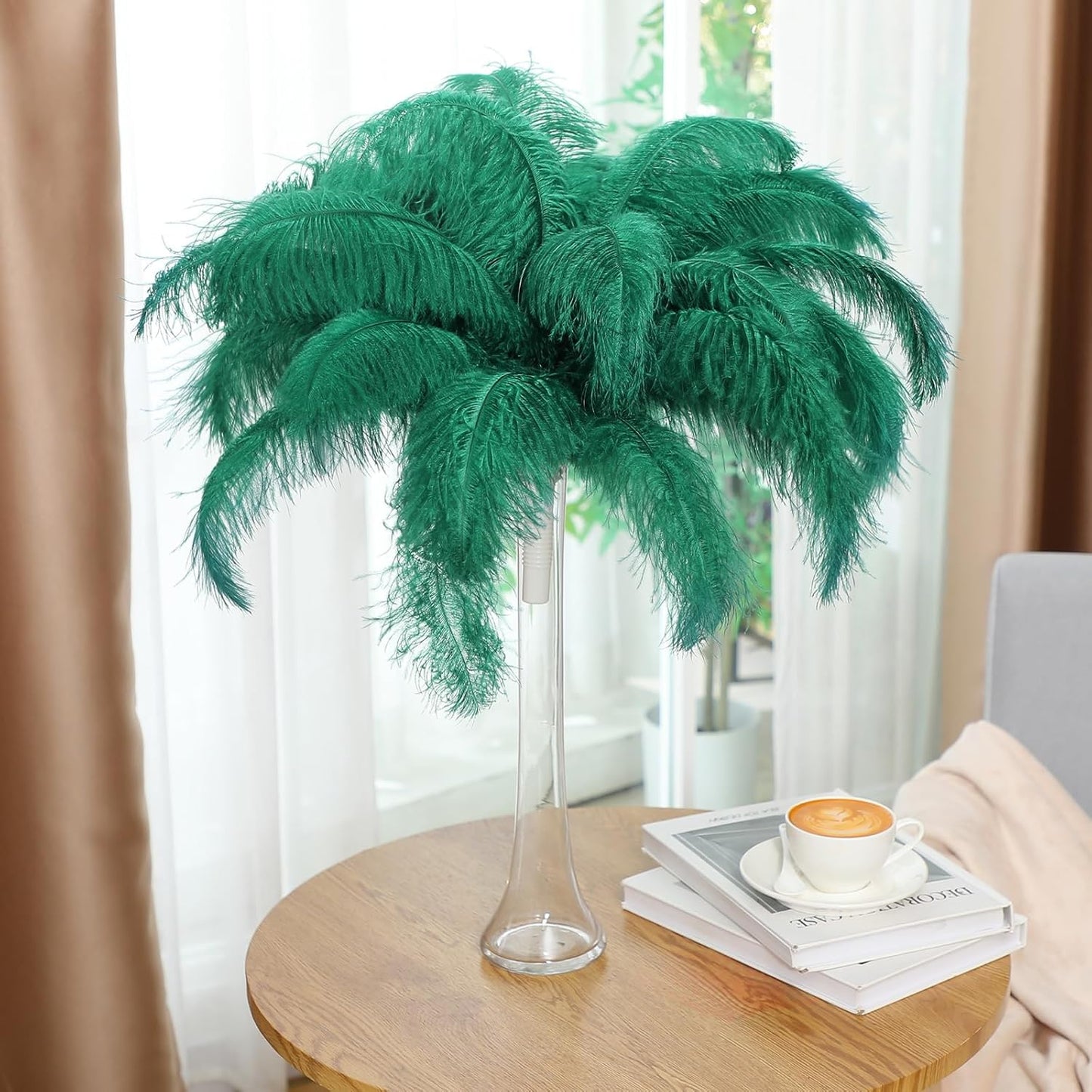Maitys 90 Pcs Large Natural Ostrich Feathers Bulk 14-16 Inch (35-40cm) 12-14 Inch (30-35cm) 10-12 Inch (25-30cm) Ostrich Feathers Plumes for Centerpieces Wedding (Blackish Green)