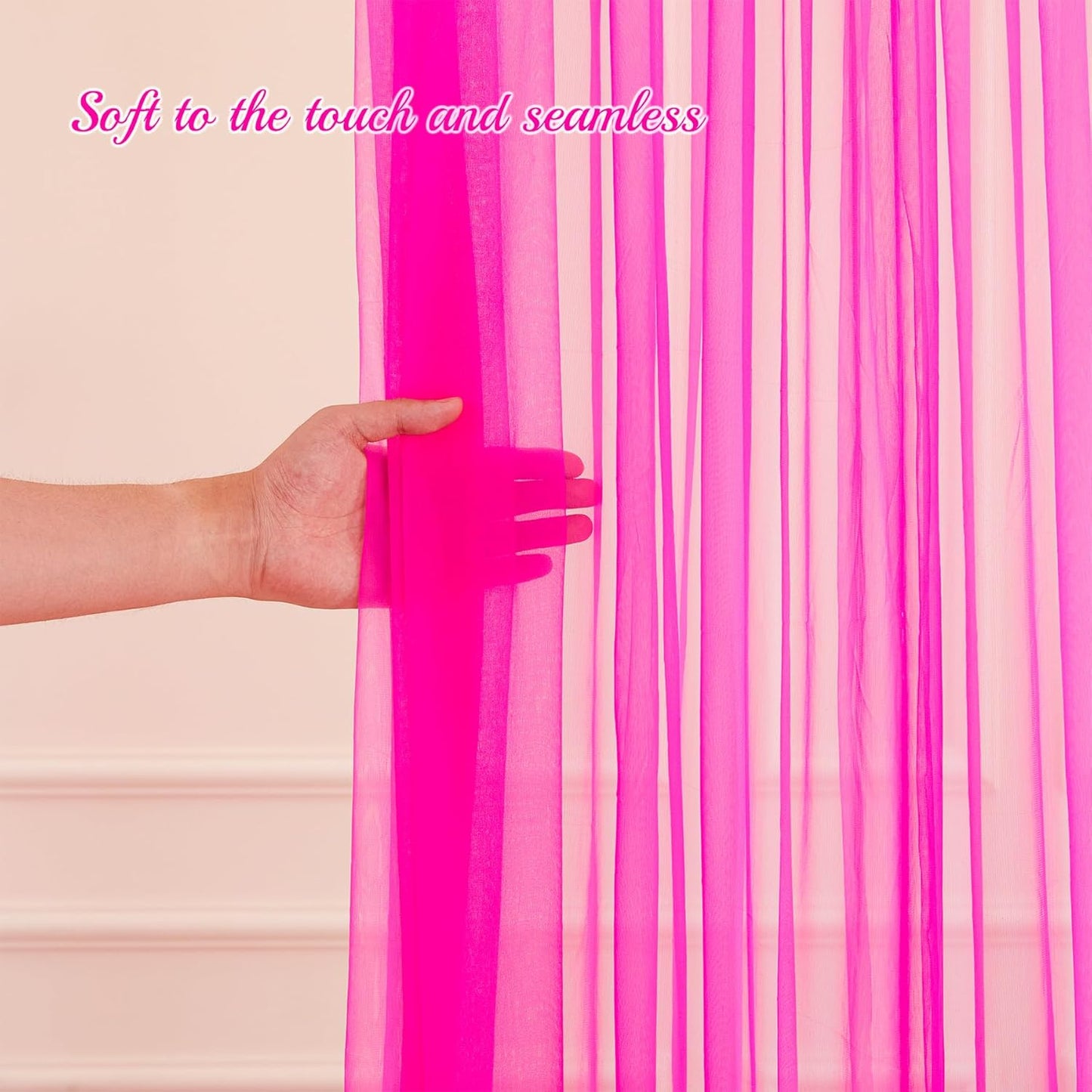 20ft X 10ft Hot Pink Tulle Backdrop Curtain for Parites, Sheer Backdrop Curtains Fabric Drapes for Wedding Ceremony Arch Party Stage Decorations