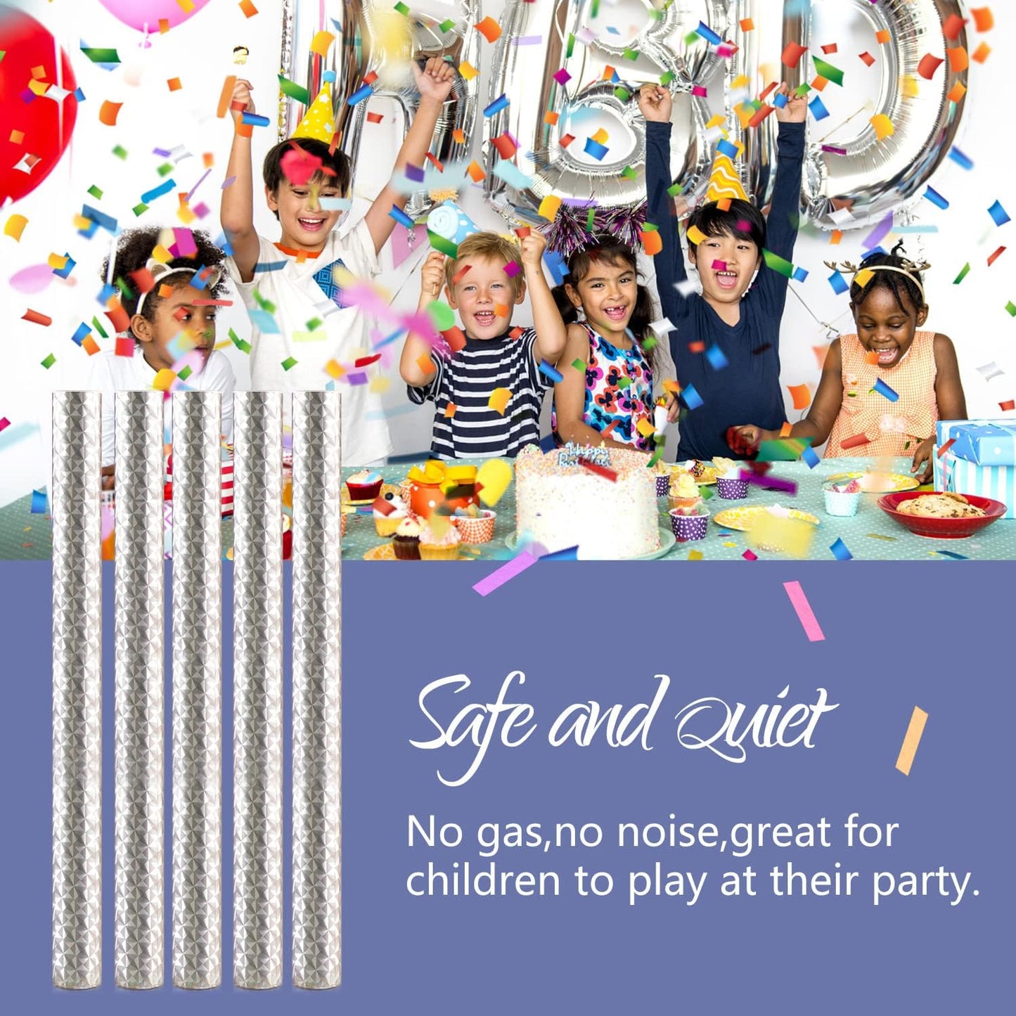 BATTIFE 40Pack Confetti Wands, Colorful Confetti Shoot Poppers, Tissue Paper Flick Flutter Sticks for Wedding Celebrations, Birthday, Multi-Color, 14 inch