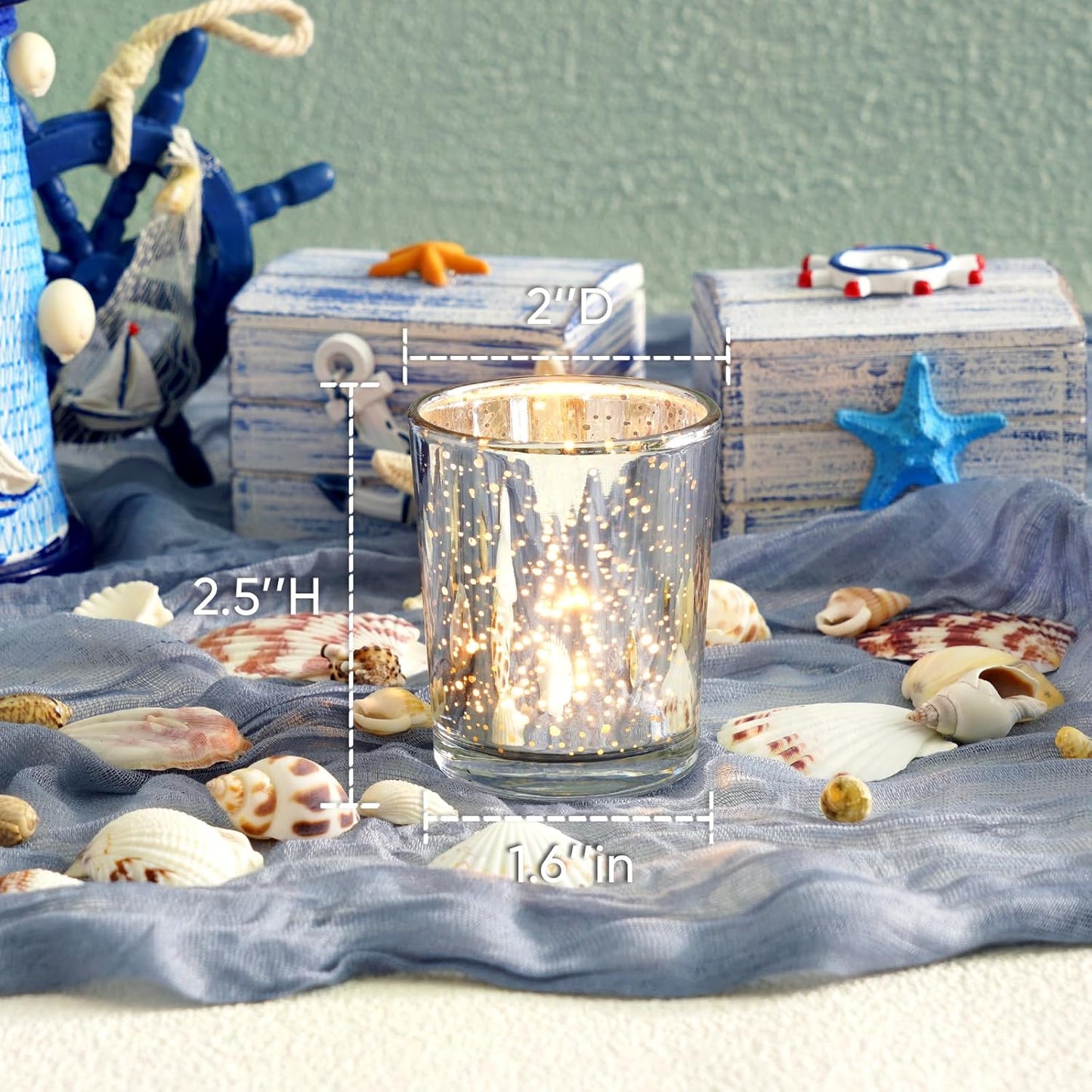 Homemory 12 Pcs Silver Votive Candle Holders, Mercury Glass Candle Holder, Tealight Candle Holders for Table Centerpieces, Baby Shower, Party, Anniversary, Wedding, Home Decor, Halloween, Christmas