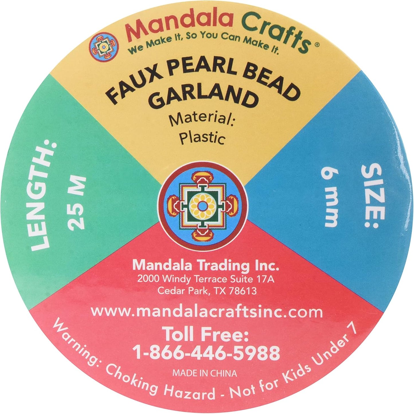 Mandala Crafts 6mm Faux Pink Pearl Beads Roll - 27 Yards Strand of Fake Pearls Chain Garlands Spool String for Christmas Tree, Wedding, Party, Vases, DIY Decoration