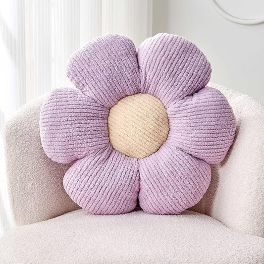 Flower Throw Pillow, Soft Lavender 19.6" Shaped Floor Pillow for Home Decor, Cute Aesthetic Plush Decorative Pillows for Bed, Sofa, Couch