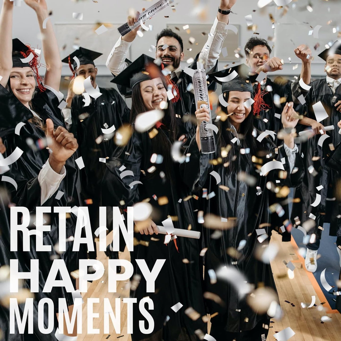 12 Inch Confetti Cannons (6 Pack) – Silver Mylar Confetti Poppers - Air Powered Party Poppers Confetti Shooters for Birthday, Wedding, Graduation, Christmas, New Year Celebrations