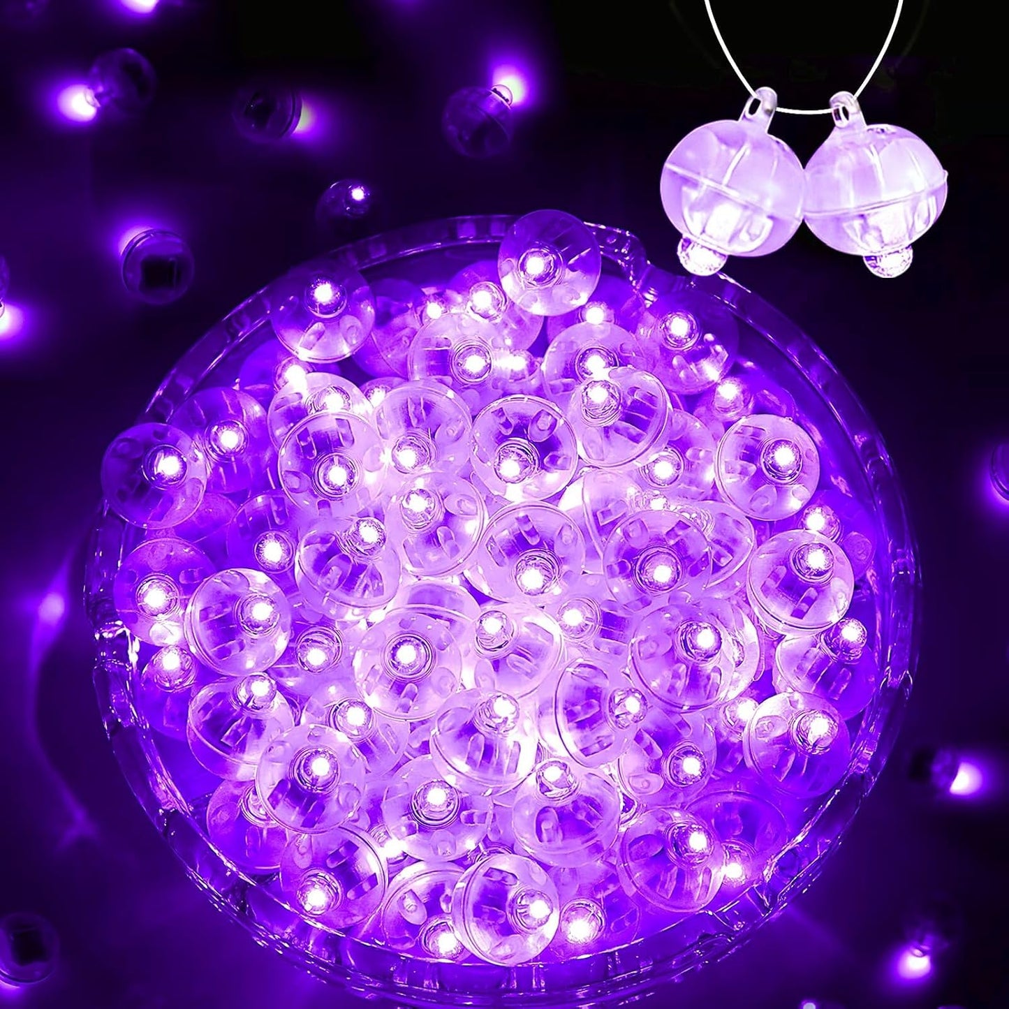 200PCs Balloon Lights, Long Standby Time Mini Ball Light, Mini Led Lights for Paper Lantern, Easter Eggs and Party Wedding Birthday Festival Christmas Decoration (Glow steadily Purple)