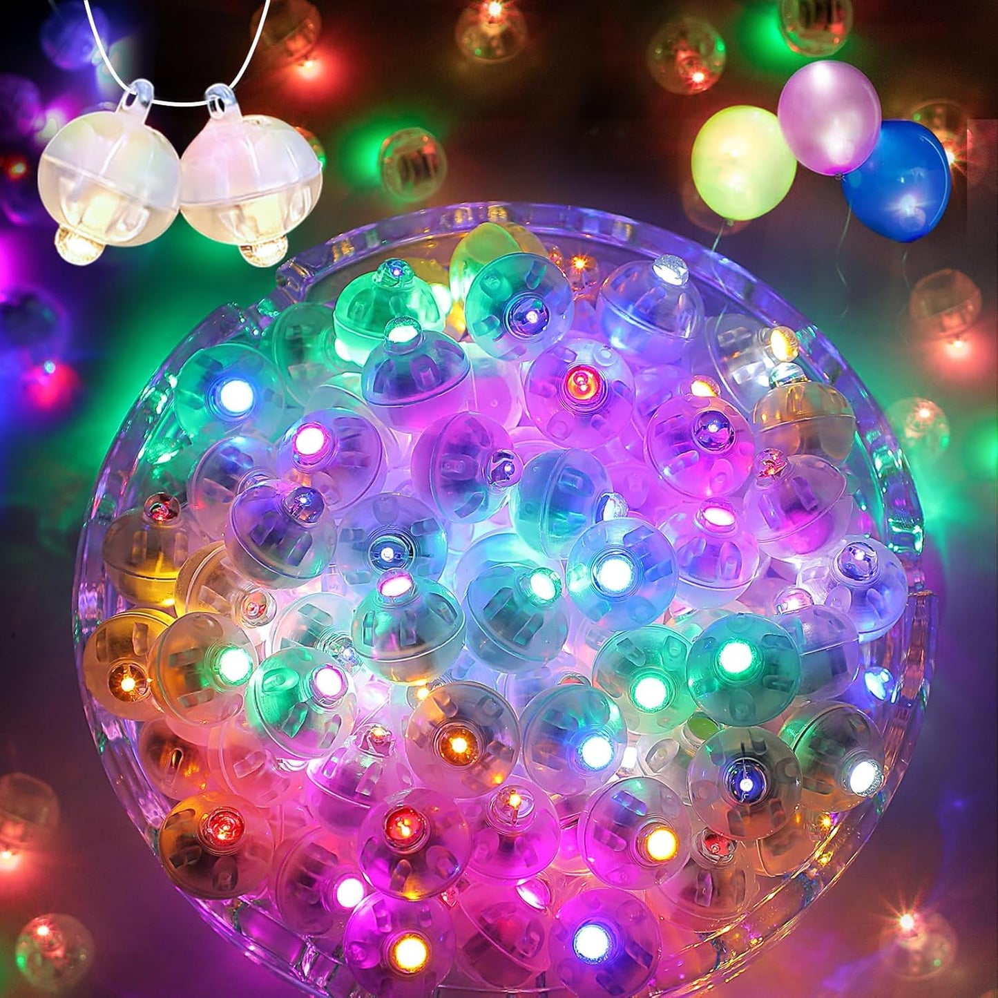 200pcs Balloon Lights with Hooks, Long Standby Time Mini Ball Light, LED Multicolor Flash Ball Lamp for Paper Lantern Balloon Party Wedding, Birthday Festival Christmas Decorative Lights