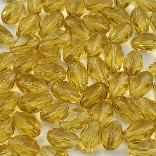 200pcs 3x5mm Teardrop Crystal Glass Beads for Jewelry Making, Faceted Vertical Hole Teardrop Glass Spacer Beads for Wind Chimes Bracelet Earring Necklace DIY Craft(Light Yellow)