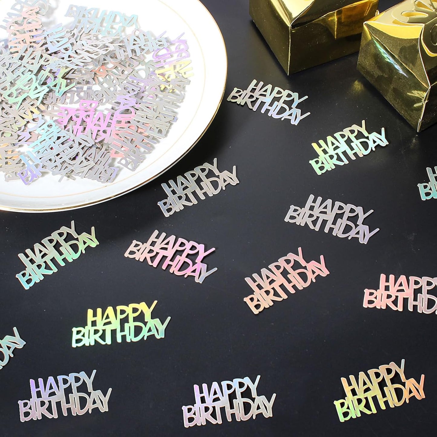 Birthday Confetti Happy Birthday Party Table Decorations Rainbow Silver Paper Table Scatters for Kids/Adult Birthday Anniversary DIY Crafts Party Supplies 100PC