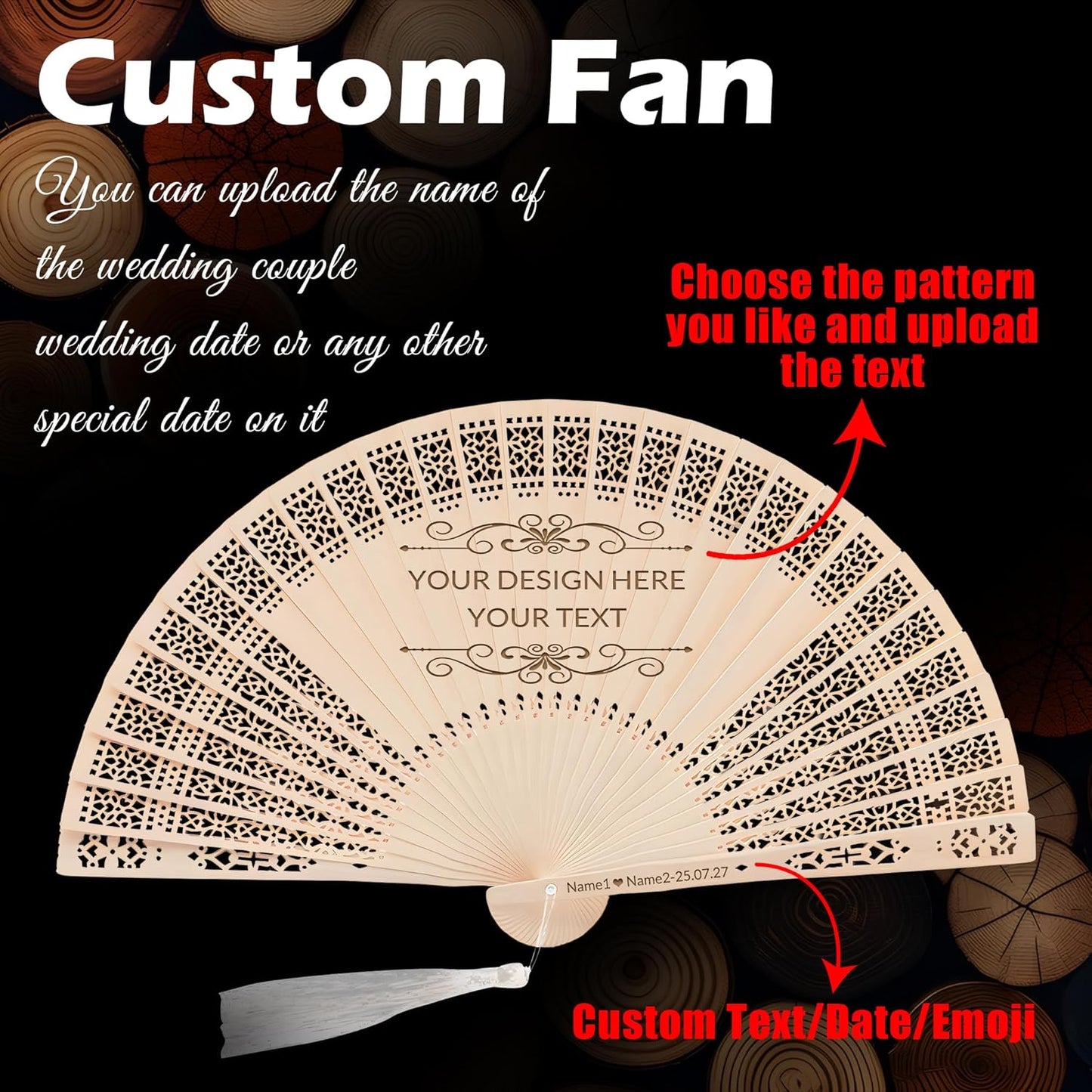 30 PCS Custom Fans Personalized Folding Fans for Line Dancing Wooden Hand Fan Wedding Favors Gift for Guests Personalized Fans for Events