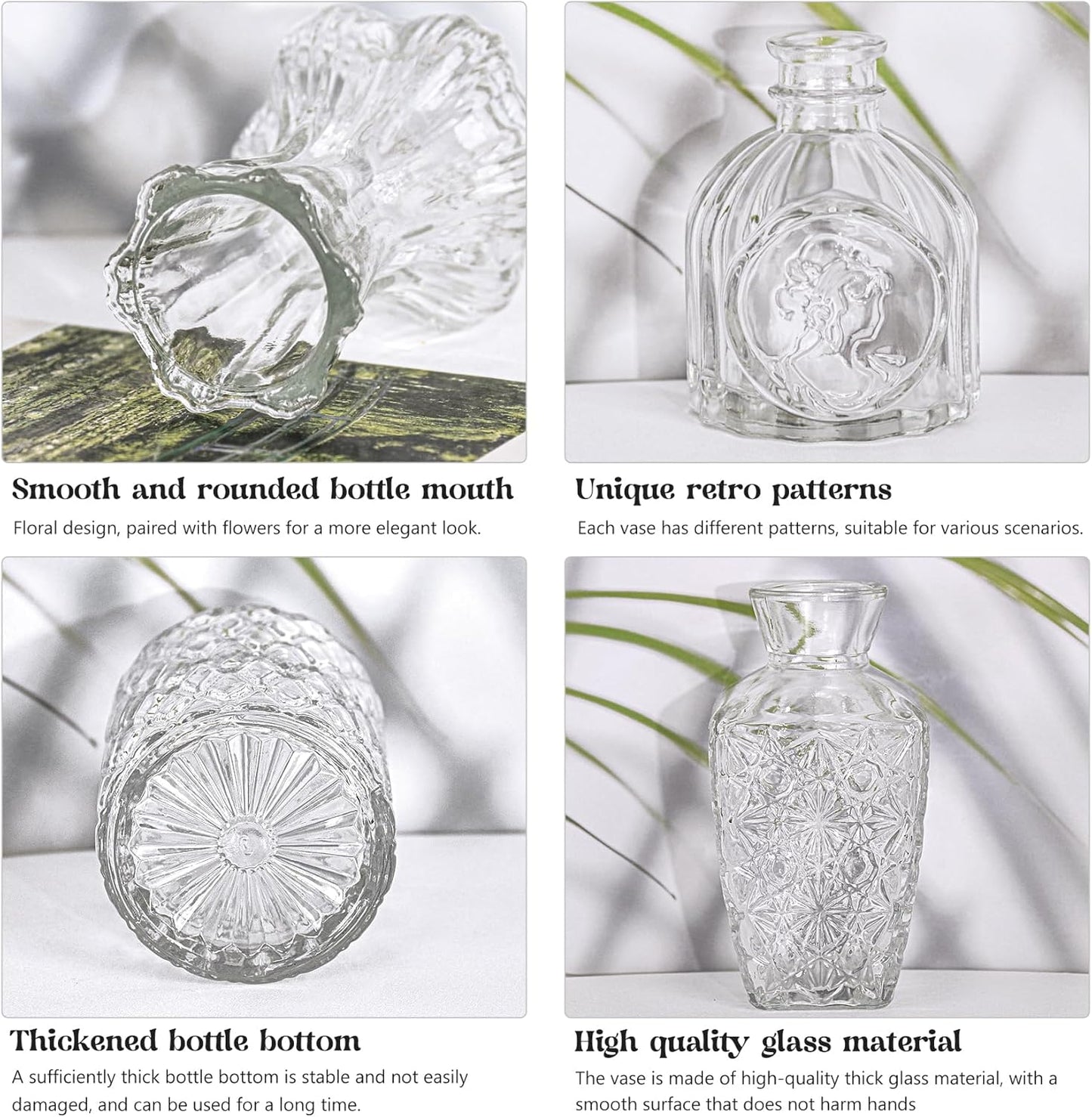 Set of 24 Glass Bud Vase Set, Small Vintage Clear Flower Vase Centerpieces for Table Bulk Cute Rustic Style Mini Vase for Home Decor Wedding Baby Shower Birthday Party