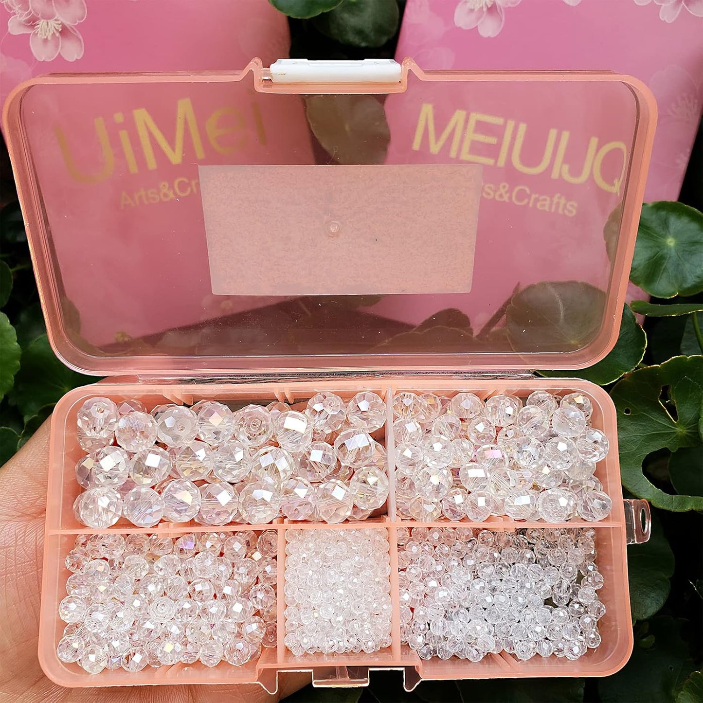 2-10mm Briolette Rondelle 810pcs White AB Crystal Glass Beads Faceted Shape Crystal Spacer Beads for Bracelet Necklace Decorative Hand Jewelry Making (2/4/6/8/10mm White AB)