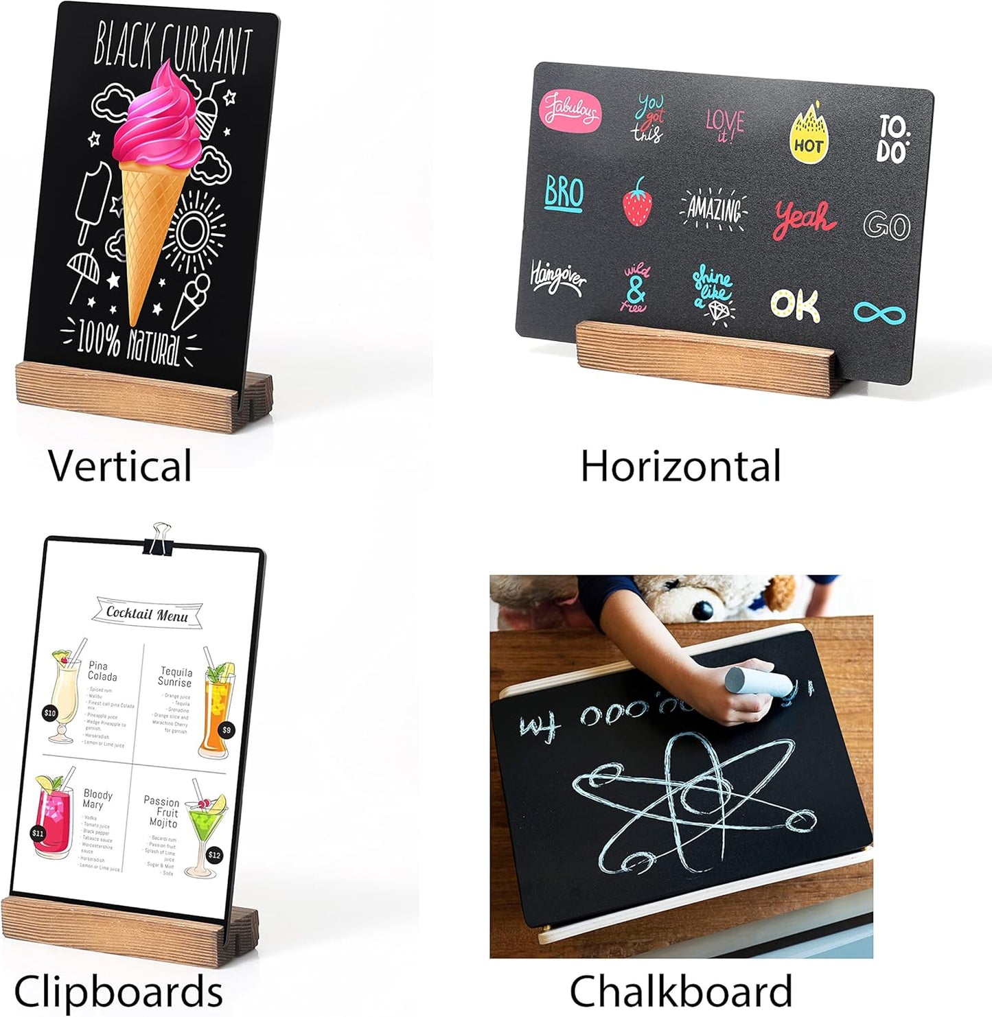 Chalkboard Sign - 8.7x12 in Decorative Family Message Board with Base