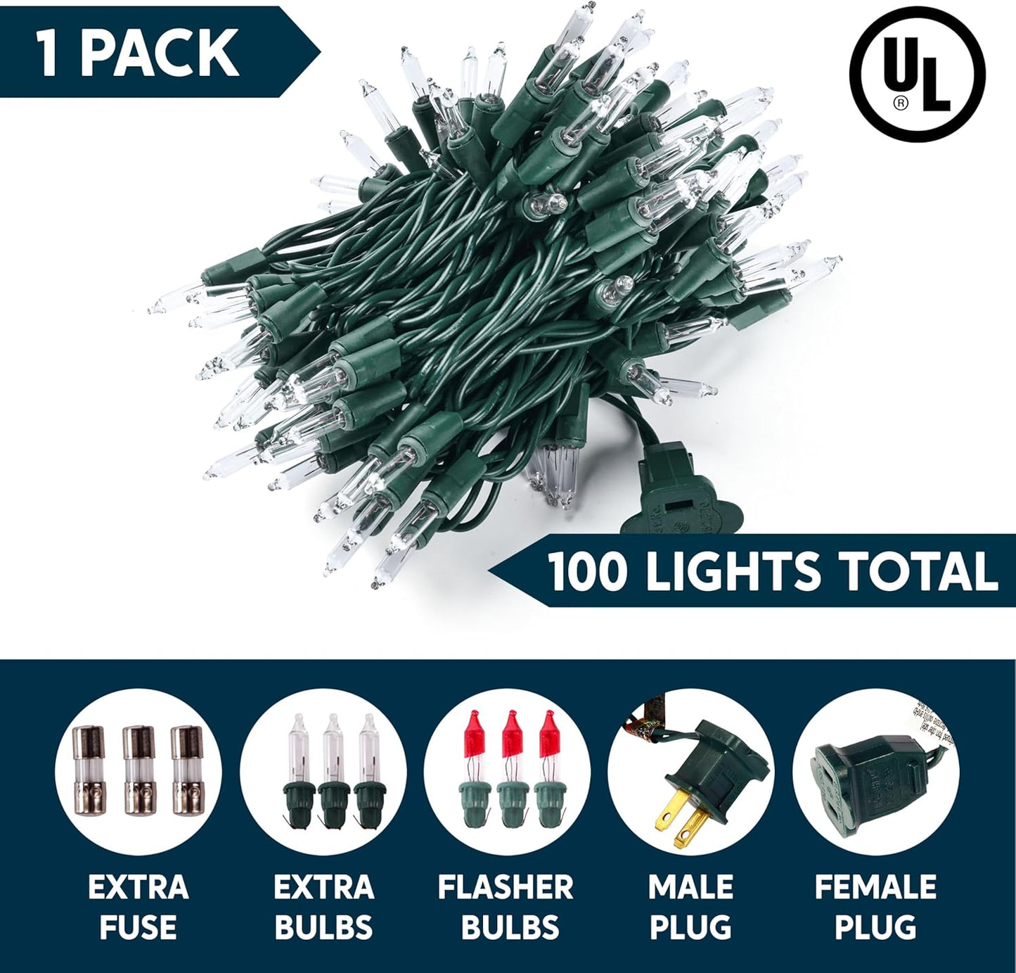 Joiedomi Clear Christmas String Lights Indoor,100 Count Mini Warm White Fairy Light,19.4 FT Lighting Decor for Patio Dorm Classroom Bedroom Holiday Wedding Party Garland Birthday Festival,Green Wire