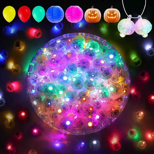 Aogist 100Pcs 10-Colors Balloon Lights with Hook,Long Standby Time,Waterproof Mini Light for Birthday Party Wedding Christmas Halloween Easter Decorative (Flash)