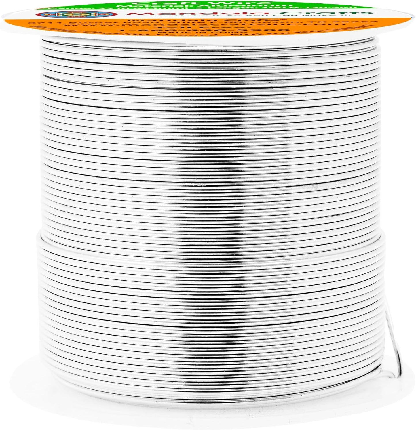 Mandala Crafts 22 Gauge Anodized Aluminum Craft Wire for Jewelry Making - 100 FT Colored Flexible Silver Tone Wire - Bendable for Bonsai Armature Crafting Sculpting