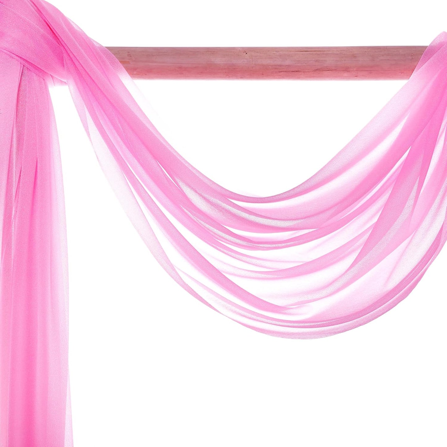 VDS Pack of 2 Panel (30 Inch X 100 Feet) Wedding Arch Draping Fabric Sheer Chiffon Fabric Drapery for Wedding Ceremony Reception Swag Backdrop Canopy Chuppah ARBO Altars Decoration (Bubblegum)