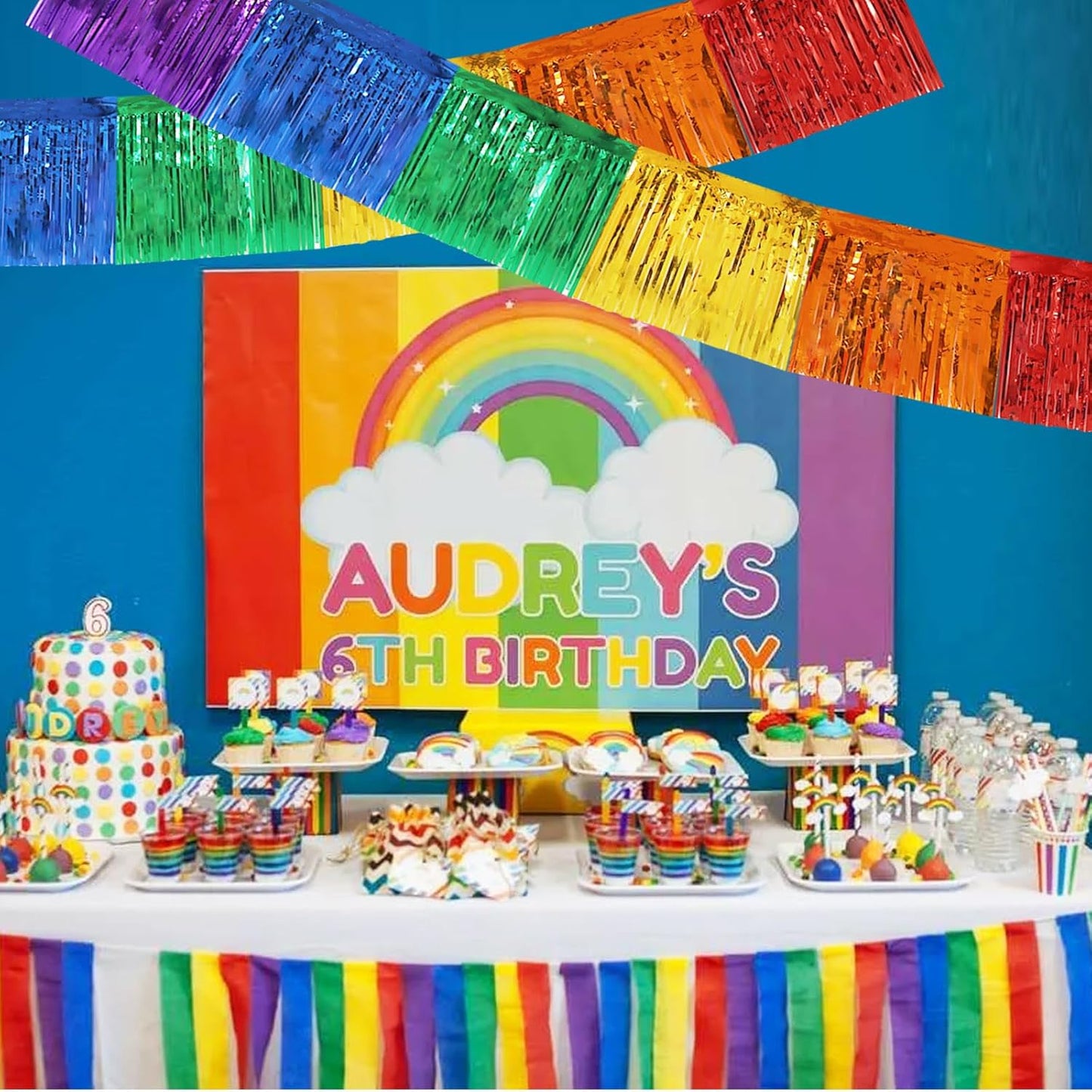 BEISHIDA 3 Packs Metallic Foil Fringe Garland Colorful Wall Hanging Tinsel Fringe Banners for Car Floats Bridal Shower Wedding Birthday Easter Graduation Holiday Party Decoration(30 Feet)