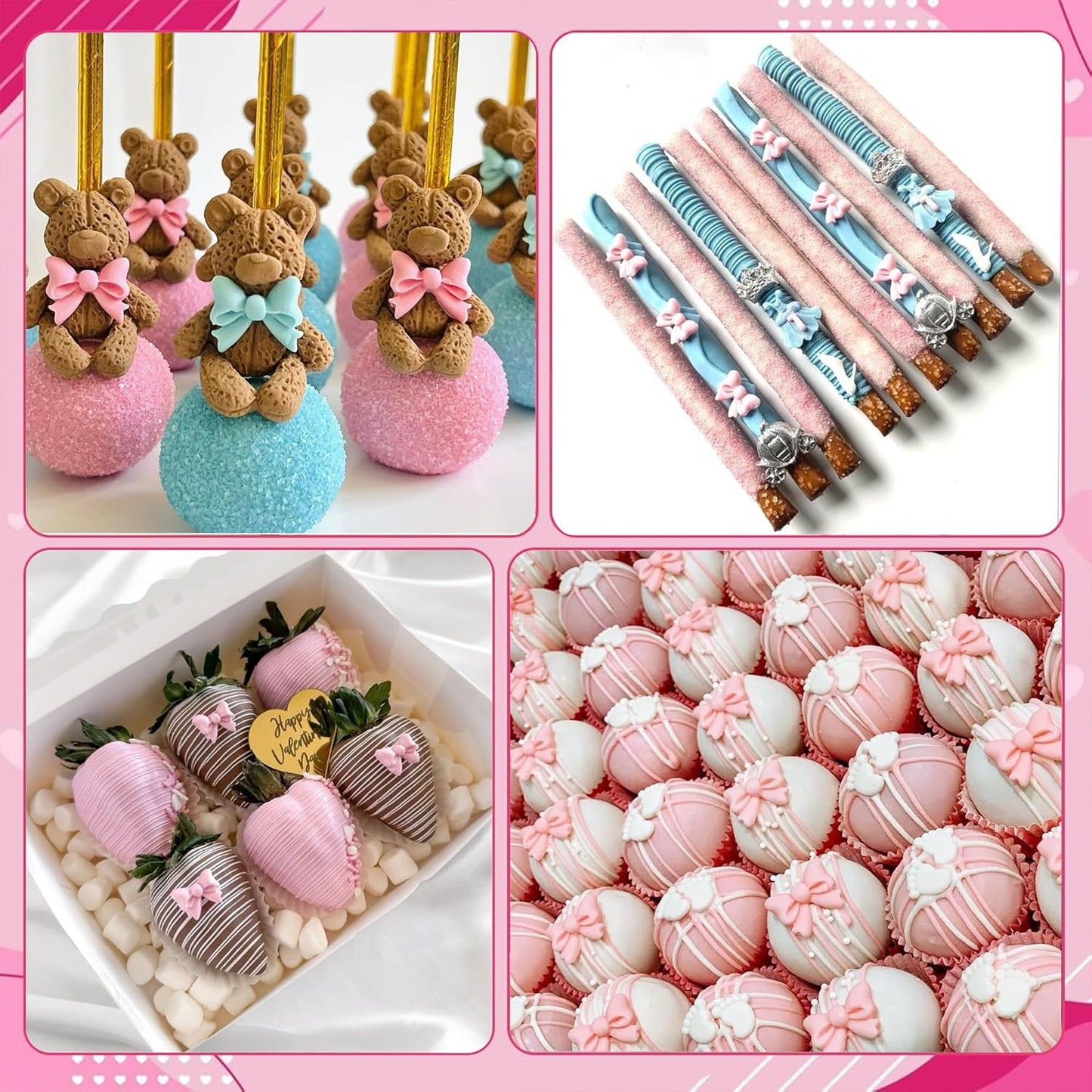 Bow Fondant Molds, AIMEIKI 2 Pack Mini Bows Silicone Fondant Molds Bowknot Candy Chocolate Mold for DIY Cake Decoration