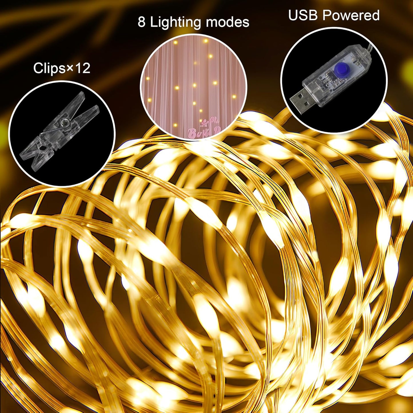 Tulle Backdrop Curtain with Lights String 10FT X 8FT Dusty Rose Sheer Tulle Backdrop Curtains for Wedding Birthday Party Reception Photo Booth Background Decorations (2 Panels 5x8FT)