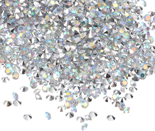 PATIKIL 14000Pcs Wedding Table Scatter Confetti Crystals 3mm Acrylic Diamonds Vase Fillers Gems for Table Centerpiece Decorations Bridal Shower Party, Silver AB