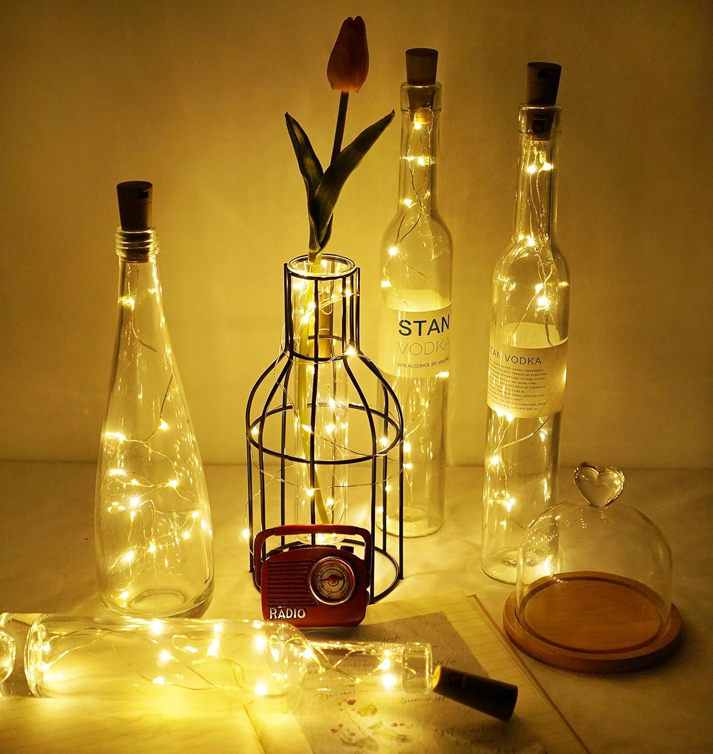 Wine Bottle Lights with Cork, Battery Operated 20 LED Cork Shape Silver Wire Colorful Fairy Mini String Lights(No Bottles) for DIY, Party, Decor, Christmas, Halloween,Wedding (3, Warm White)