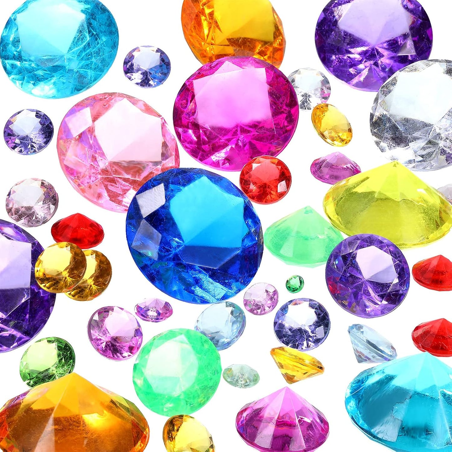 Hicarer 800 Pieces Diamond Decorations Acrylic Diamond Table Scatter Crystals for Table for Vase Fillers Party Decorations(20, 12, 10, 6, 3mm,Rainbow Color)