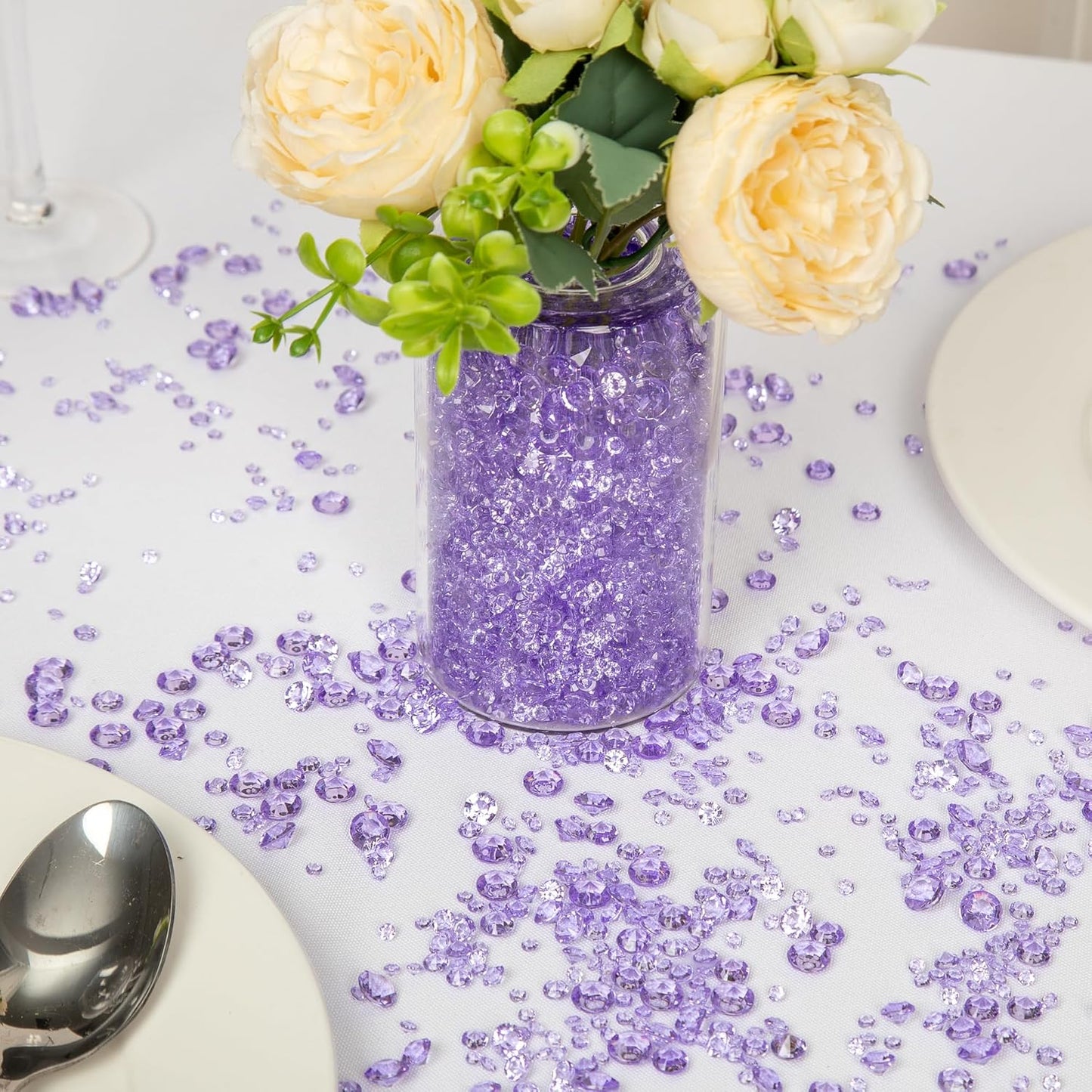 Vase Fillers for Centerpieces Home Deco,8700 Pieces Purple Diamond Table Confetti,Fake Plastic Gems for Bridal Shower,Wedding & Party Decorations