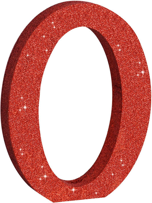 TONIFUL 8 Inch Red Glitter Letter O Table Centerpiece A-Z Red Birthday Party Decorations,Red Alphabet O for Birthday,Chrismas,Graduation,Bridal Shower,Wedding,Anniversary Party Supplies