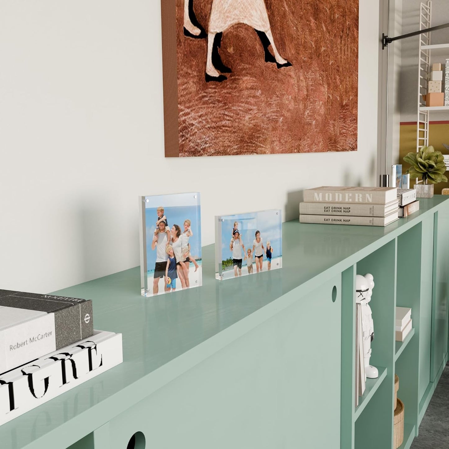 4x6 Acrylic Picture Frame 3 Pack, 20mm Thick Magnetic Double Sided Display 20% Thicker- Frameless Clear Transparent Photo Frame for Desktop/Tabletop, Self Standing with Microfiber Cloth