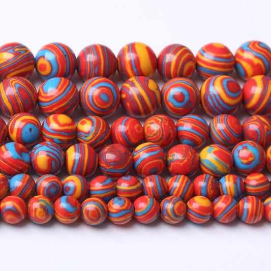 Red Yellow Blue Peacock Turquoise Stone Beads Gemstone Round Crystal Energy Jade Beads Stone Beads for Jewelry Making DIY Bracelet Necklace Jewelry Making 1 Strand 15.5inch 60PCS 6MM