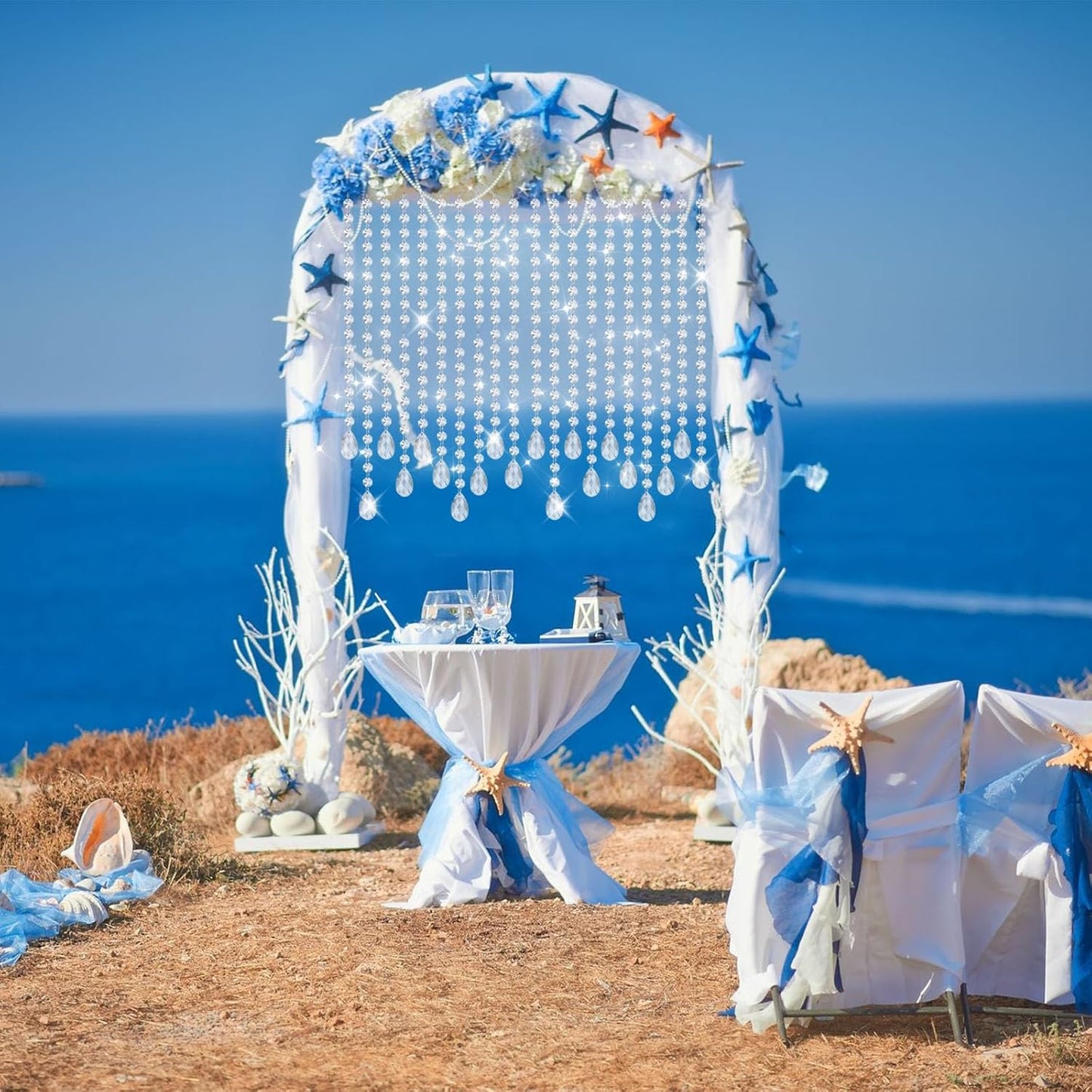 10 PCS Crystal Garland Strands, 33ft Hanging Crystal Strings for Window Curtains Doorway Decorations, Acrylic Clear Teardrop Crystal Ornaments for Christmas Tree, Wedding Party Home Chandelier Decor