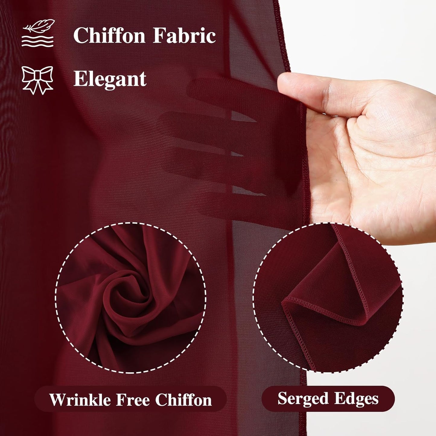 Wedding Arch Draping Fabric, 1 Panel 18FT Burgundy Sheer Backdrop Curtain Chiffon Fabric Drapery Voile Scarf Draping Panels for Wedding Archway Ceremony Curtain Valance Party Decoration