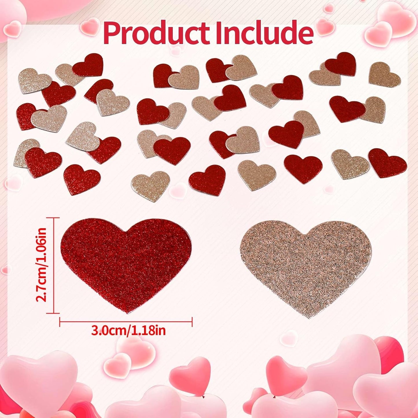 200 Pcs Dark Red and Gold Heart Paper Confetti for Valentine's Day Wedding Baby Shower Birthday Party Table Decoration Supplies