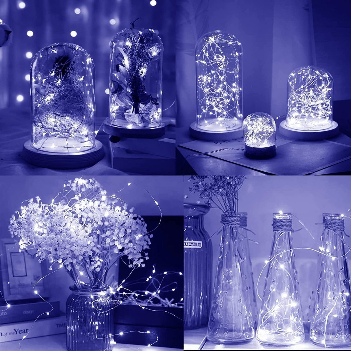 ZNYCYE 50 LED Fairy Lights with Timer, 8.2Ft 8 Modes Battery Operated, 4 Pack Mini Led String Lights for DIY Wedding Bedroom Mason Jar Vases Table Party Christmas Decoration (Cool White)