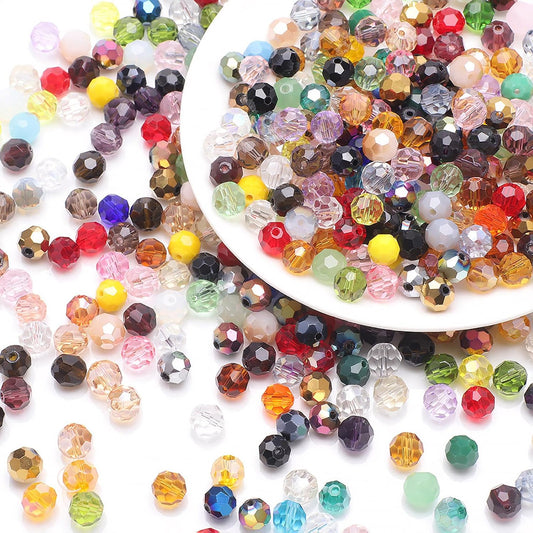400PCS 4MM Crystal Glass Beads for Jewelry Making Mix Color Rondelle Facted Crystal Glass Beads for Bracelet Making Round Glass Spacer Beads for DIY Crafts Wind Chimes Suncatchers
