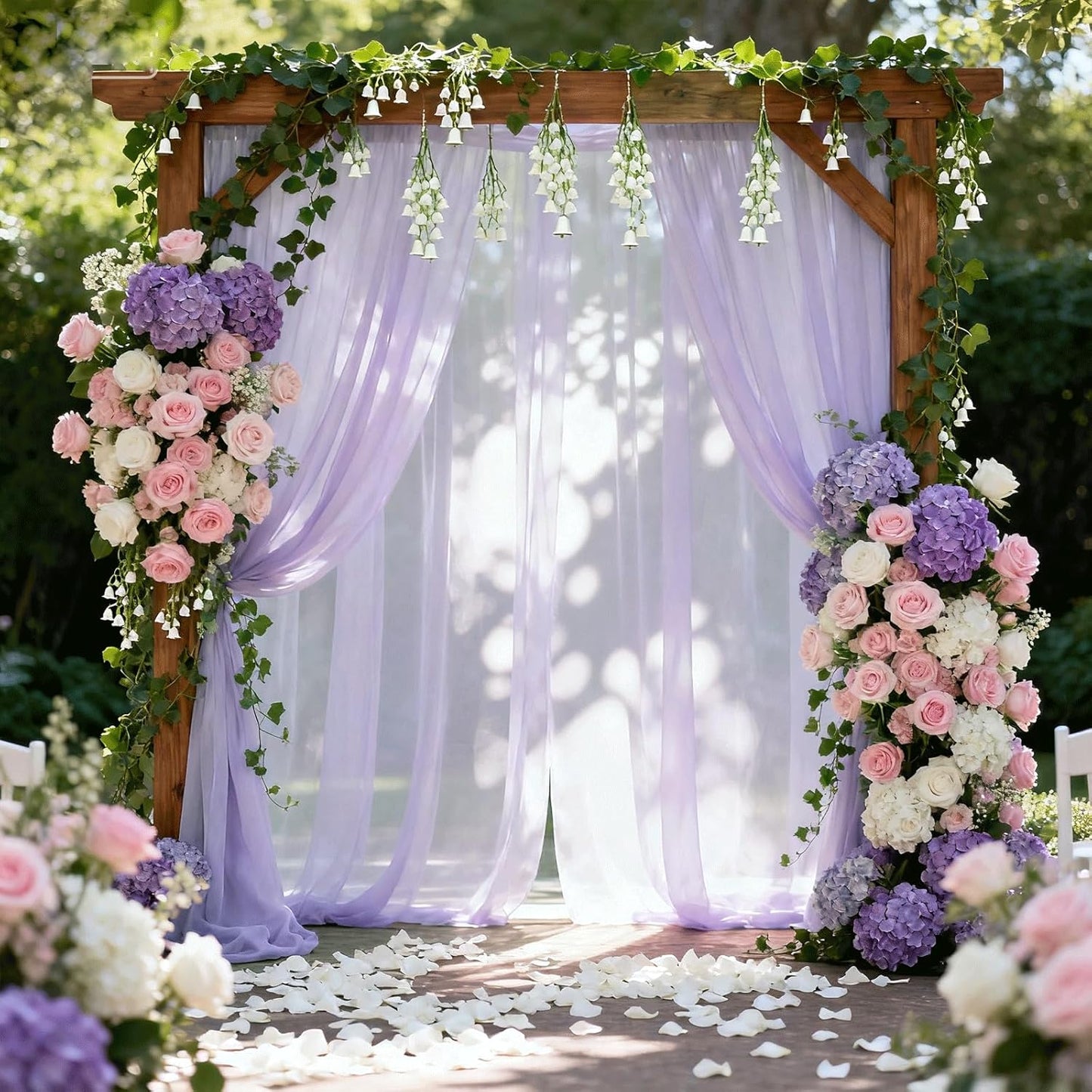 Wedding Arch Draping Fabric 29" x 18 FT Lavender Sheer Chiffon Outdoor Curtain Drapes for Wedding Birthday Party Ceremony Decor(2 Panels, Lavender)