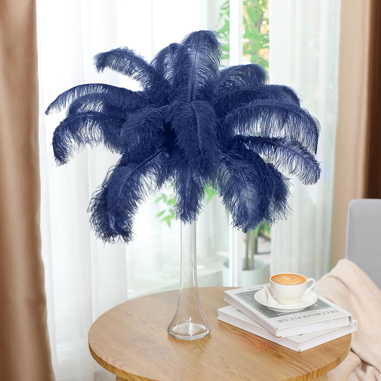 Maitys 90 Pcs Large Natural Ostrich Feathers Bulk 14-16 Inch (35-40cm) 12-14 Inch (30-35cm) 10-12 Inch (25-30cm) Ostrich Feathers Plumes for Centerpieces Wedding (Navy Blue)