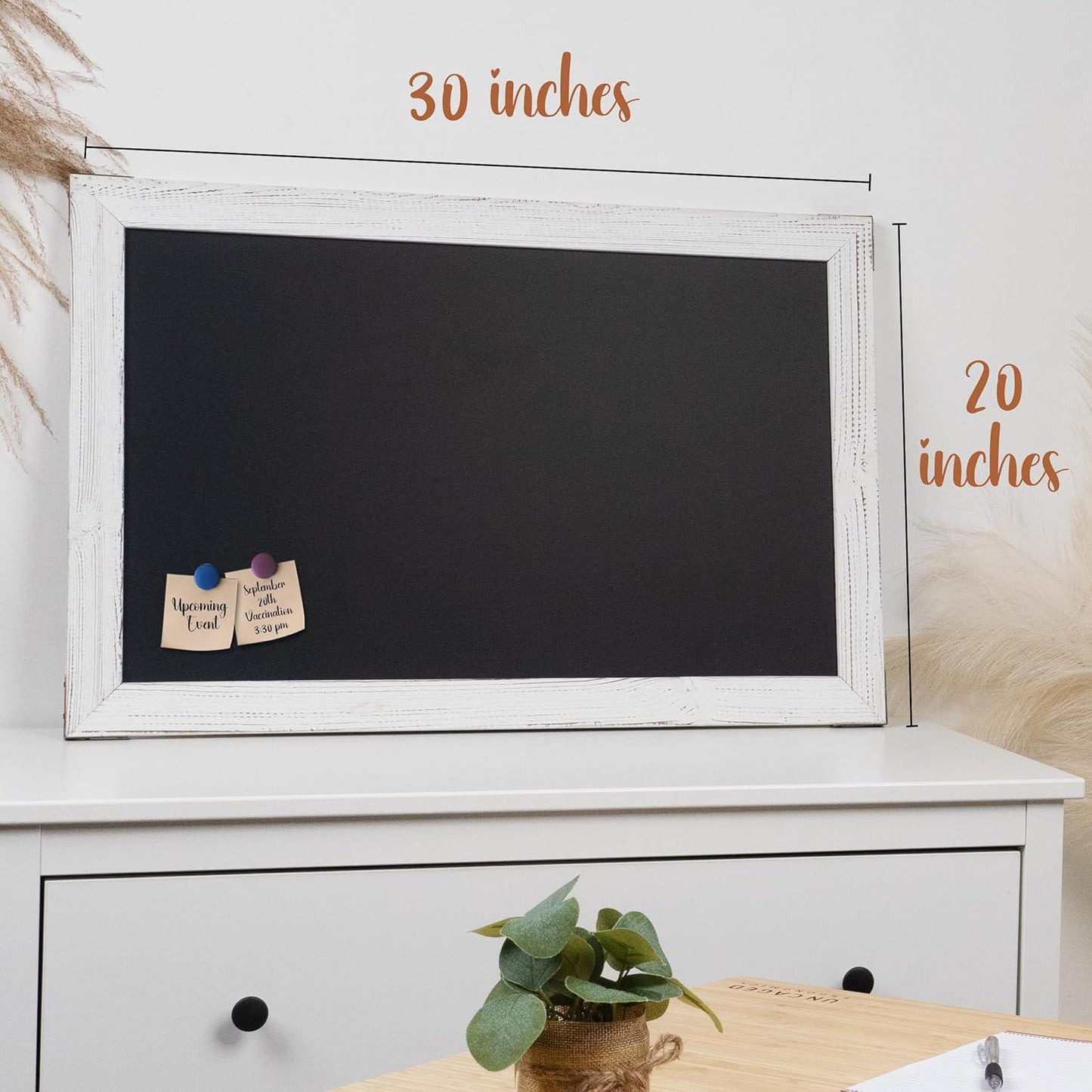 Loddie Doddie Magnetic Boards for Walls - 20" x 30" Rustic White Wood Frame - Erasable Surface & Holds Magnets - Note & Photo Display - Easy Hang with Included Hardware