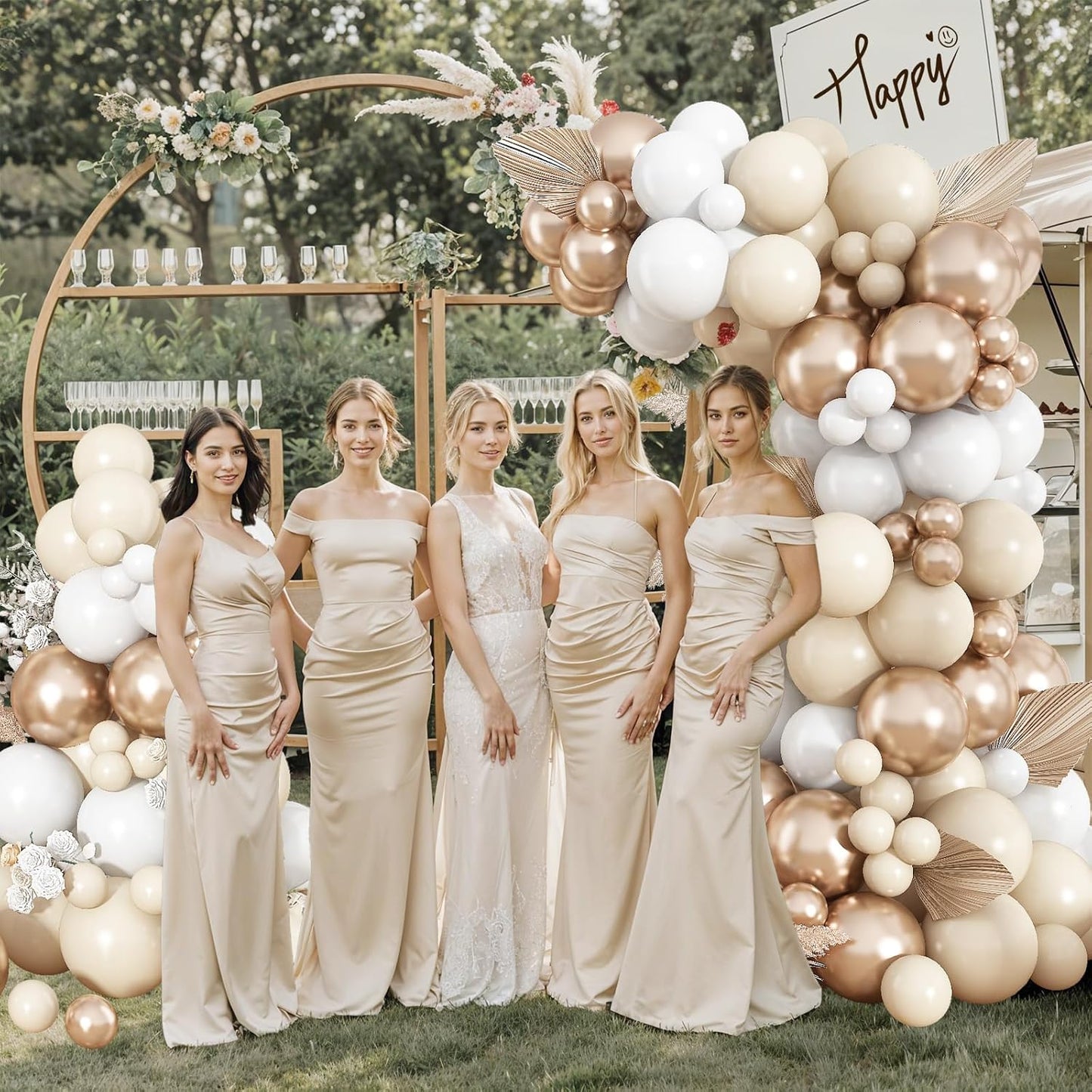 Neutral Balloon Arch Kit 142Pcs Cream White Champagne Gold Balloons Garland Kit Boho Beige Sand White Gold Nude Birthday Party Balloons for Women Baby Bridal Shower Wedding Anniversary Decorations