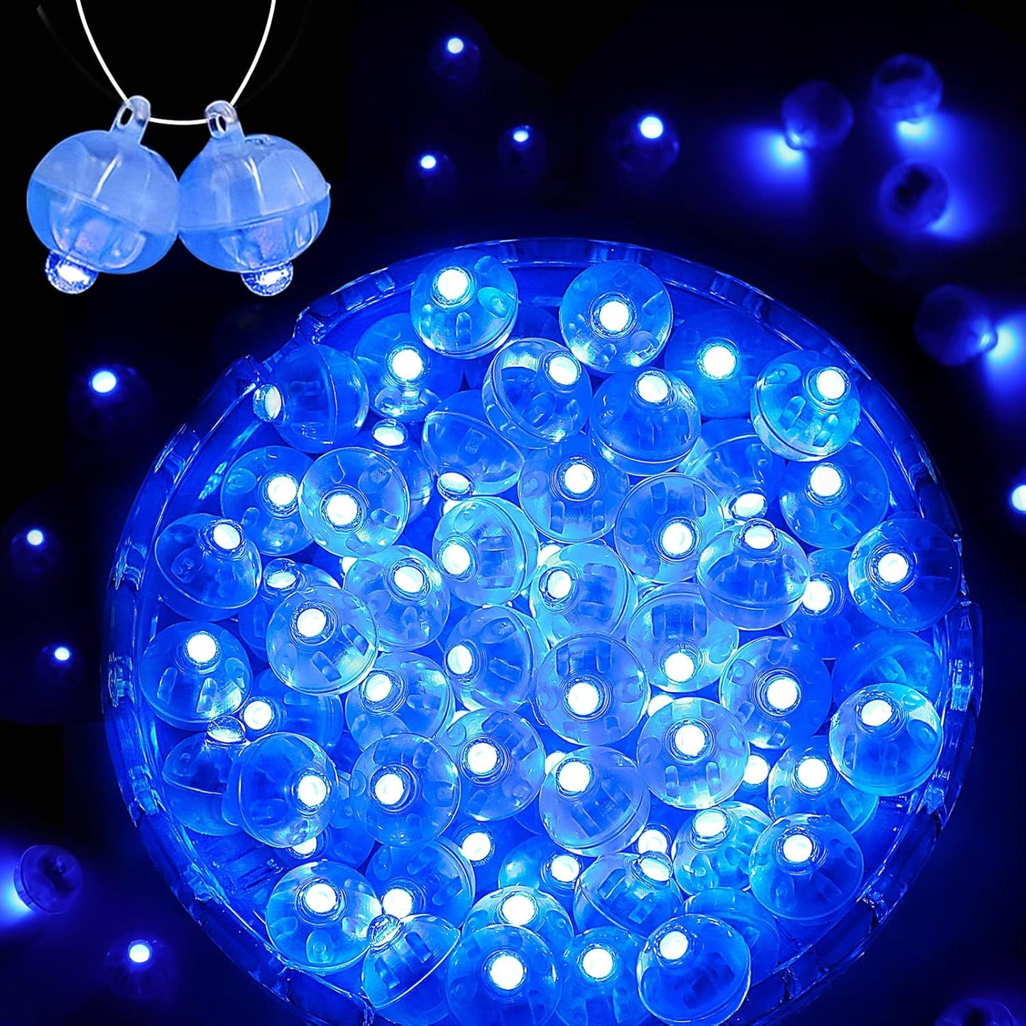 50PCs Mini Led Lights, Flash Led Balloons Light for Neon Party Lights, Paper Lanterns, Easter Eggs, Birthday Party, Wedding, Halloween, Christmas Decoration (Blinking Blue)