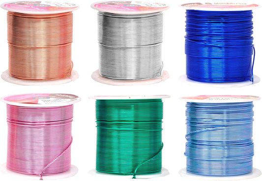 Mandala Crafts 20 Gauge Anodized Aluminum Craft Wire for Jewelry Making - 450 FT Colored Flexible Silver Copper True Blue Pink Ice Blue Green Wire - Bendable for Bonsai Armature Crafting Sculpting