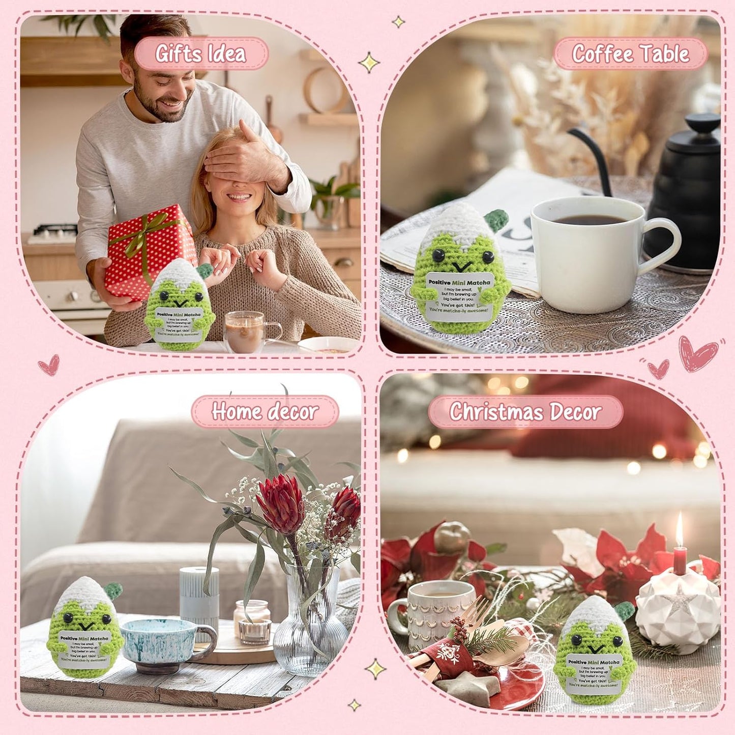 Handmade Matcha Companion Crochet Gift - Motivational Present for Her,Colleague,Friends,Matcha Loverv,Cheerful Holiday or Birthday Keepsake